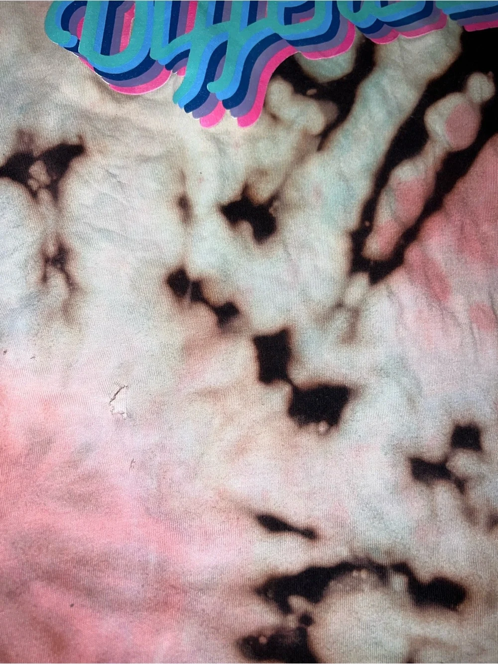 Kids Tie-Dye Retro “Different” Short Sleeve Tee- Pink, Black & Blue Size L/XL